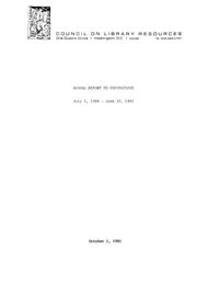 Thumbnail for ANNUAL REPORT TO FOUNDATIONS: July 1, 1980 - June 30, 1981